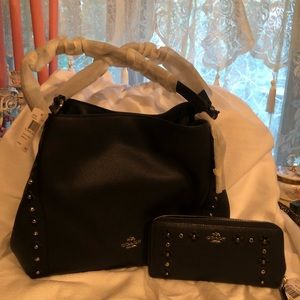 Coach Navy Blue Bag with Matching Wallet